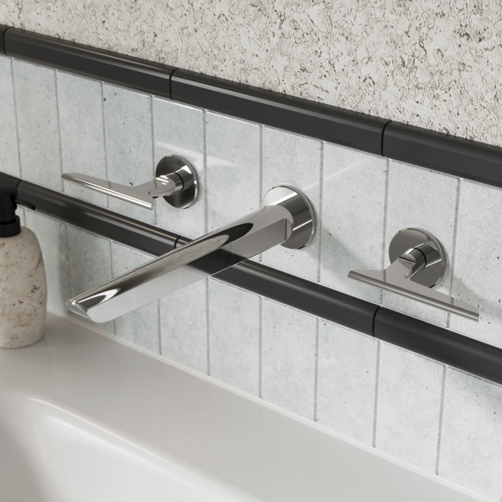 Crosswater Foile Chrome Wall Mounted Basin 3 Hole Set - Lifestyle